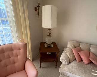. . . end table and crystal lamp