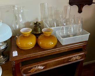 Glass chimneys, lamp shades