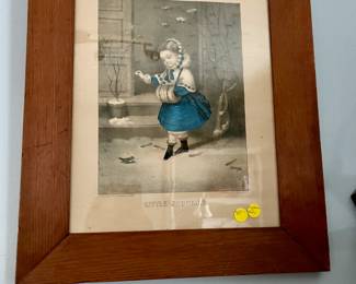 Antique print in wood frame