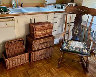 Baskets, plus gardening and yard art in back yard!