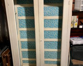 Wardrobe, storage cabinet and other misc. items in garage including tools