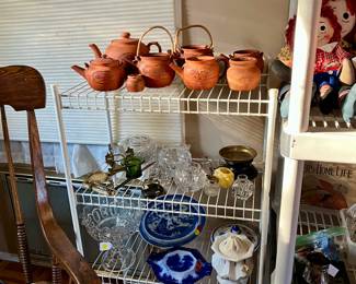 Ceramic pots, glassware, china