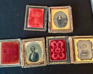 Antique inlaid daguerreotype photo cases