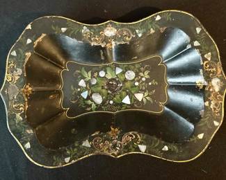 Antique inlaid mail tray