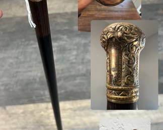 Antique 19th Century Gold Filled Etched Topper / Gentleman's Cane  