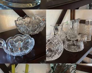 Vintage Cut Glass Bowls, Art Glass Vases 