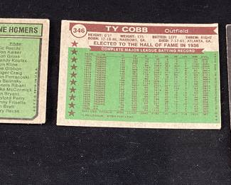 (3) TOPPS BASEBALL CARDS, HANK AARON #6,1976 TY COBB #346, TY COBB #471