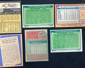 (6) NOLAN RYAN (2)1977 TOPPS #234, 1973 T.C.G. #220, 1978 TOPPS #400, 1978 TOPPS #6, 1975 TOPPS #500 BASEBALL CARDS