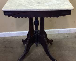 EASTLAKE VICTORIAN MARBLE TOP PARLOR TABLE