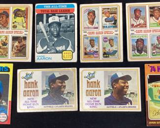 (8) T.C.G. HANK ARRON #2, #473, #5, #4, 1975 TOPPS #660, (2)T.C.G. #1, 1975 TOPPS #1 BASEBALL CARDS