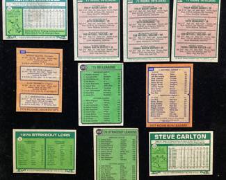 (10) TOPPS BASEBALL CARDS, KEITH HERNANDEZ 1977 #95, (3) KEITH HERNANDEZ 1975 #623, PAUL MOLITOR 1978 #707, REGGIE JACKSON 1974 #203, JIM RICE 1978 #202, NOLAN RYAN 1977 #6, NOLAN RYAN 1974 #207, STEVE CARLTON 1977 #110