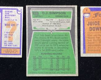 (3) TOPPS O.J. SIMPSON FOOTBALL CARDS, 1976 #300, 1975 #500, 1976 #6