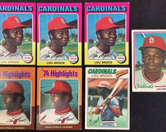(7) TOPPS LOU BROCK (3)1975 #540, 1978 #170, 1977 #355, (2)1975 #2 BASEBALL CARDS