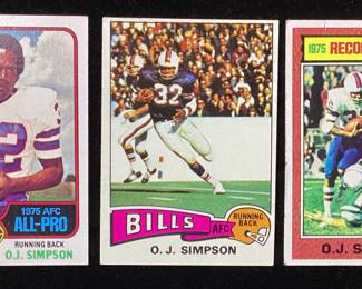 (3) TOPPS O.J. SIMPSON FOOTBALL CARDS, 1976 #300, 1975 #500, 1976 #6