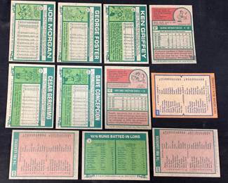 (11) TOPPS CINCINNATI REDS (2) 1975 JOHNNY BENCH #308, 1977 JOE MORGAN #100, 1975 DAVE CONCEPCION #17, 1977 DAVE CONCEPCION #560, 1976-1977 GEORGE FOSTER #3 & #202, 1975 GEORGE FOSTER #87, 1977 GEORGE FOSTER #347, 1977 CESAR GERONIMO #535 & 1977 KEN GRIFFEY #320