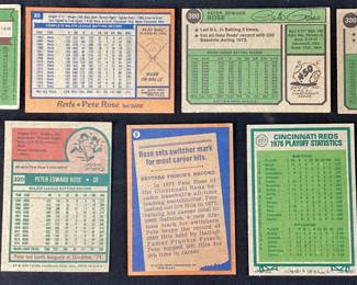  (8) PETE ROSE 1976 TOPPS #240, (2)1974 T.C.G. #300, 1978 TOPPS #20, (2)1975 TOPPS #320, 1978 TOPPS #5, 1977 TOPPS #277 BASEBALL CARDS