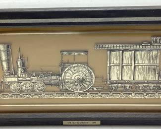 THE ‘’JOHN STEVENS’’-1849 STERLING SILVERLOCOMOTIVE SILHOUETTE, 1977 THE FRANKLIN MINT