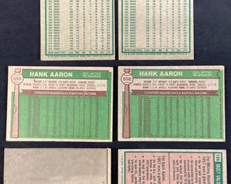 (6) TOPPS (2)1975 HANK AARON #660, (2)1976 HANK AARON #550, 1975 MVP MICKEY MANTLE & HANK AARON #195, T.C.G. ALL STAR DICK ALLEN & HANK AARON BASEBALL CARDS