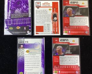 (5) TOPPS & UPPER DECK KOBE BRYANT CARDS, 2007 #24, 2005 #38, 2005 #10, (2) 2005 #38