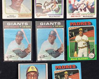 (8) TOPPS WILLIE MCCOVEY 1974 # 250, 1978 #34, 1978 #3, (2)1971 T.C.G. #50, (2)1975 #450, 1976 #520 BASEBALL CARDS