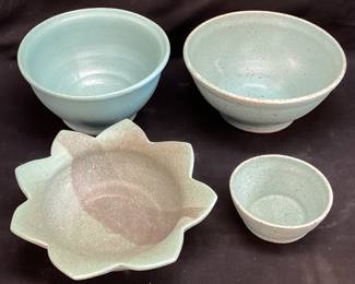 SET OF 4 BLUE POTTERY BOWLS