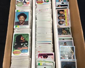 BOX OF FOOTBALL CARDS, RANDY WHITE, JACK TATUM, ART SHELL, RICK ROBEY, FRAN TARKENTON, DWIGHT WHITE