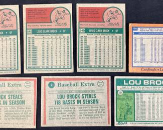 (7) TOPPS LOU BROCK (3)1975 #540, 1978 #170, 1977 #355, (2)1975 #2 BASEBALL CARDS