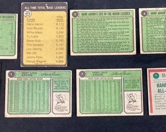 (8) T.C.G. HANK ARRON #2, #473, #5, #4, 1975 TOPPS #660, (2)T.C.G. #1, 1975 TOPPS #1 BASEBALL CARDS