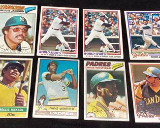 (8) TOPPS REGGIE JACKSON 1976 #500, 1977 #10, 1978 #200 & 2 1978 #413, (3) DAVE WINFIELD 1976 #160, 1977 #390 & 1978 #530