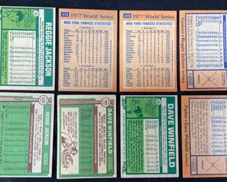 (8) TOPPS REGGIE JACKSON 1976 #500, 1977 #10, 1978 #200 & 2 1978 #413, (3) DAVE WINFIELD 1976 #160, 1977 #390 & 1978 #530