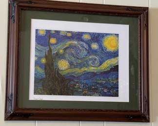 “The Starry Night” By Van Gogh, Print
Framed Vincent Van Gogh print, The Starry Night
23 x 19in.