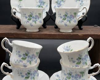 Paragon “Forget Me Not” Cups And Saucers: 12pcs