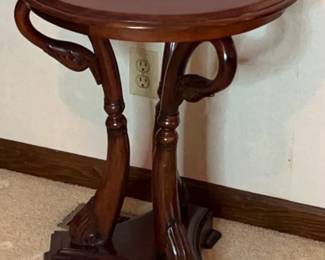 Round Wood Swan Side Table