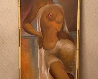 Naked Lady Painting On Canvas From Indian Handicrafts Museum