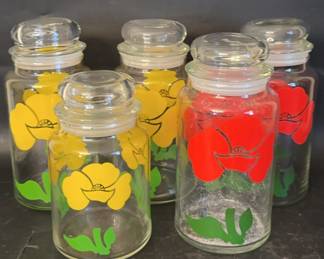Vintage Foxy Flowers Style Canisters: 5pcs