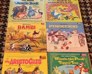 Seven Walt Disney vinyl Records and full color illustrated books
