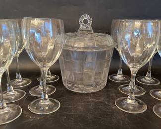 Glass Ice Bucket With Wine Glasses: 14pcs