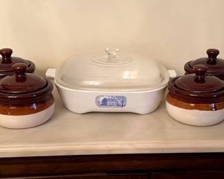 Corning Browning Skillet & Soup Crocks 5pcs