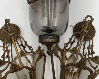 Vintage Brass-Colored Hanging Light Fixture Trio