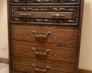 Wooden Five Drawer Dresser