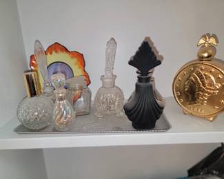 old perfume bottles- dining room