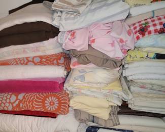 sheets, towels, blankets basement