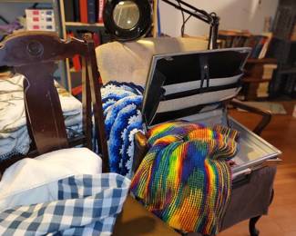 blankets, chairs, briefcases (basement(