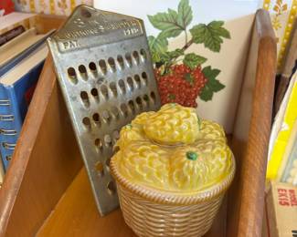 1920's 3 in 1 Lightning Shredder, Ceramic Pineapple Lidded Sugar Bowl
