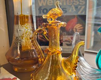  Gordiola Spanish Yellow Amber Glass Cruet
