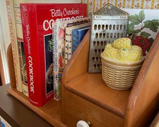 1986 Betty Crocker’s Cookbook Spiral 5 Ring Binder, 1920's 3 in 1 Lightning Shredder, Ceramic Pineapple Lidded Sugar Bowl