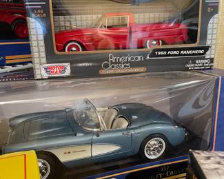 Motor Max 1960 Ford Ranchero 1:24 Scale Die Cast Model, American Mint 1957 Chevrolet Corvette 1:18 Die Cast Model