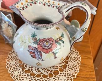  Carvalhinho Porto Portugal Floral Hand Painted Pitcher
