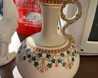 Copeland Parian Jug with Red, Green & Gold Ivy Garland Pattern