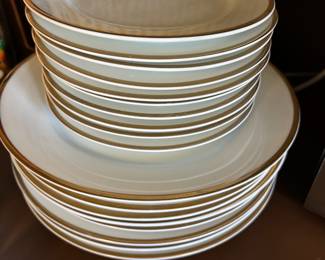 The Cellar White with Gold Trim Dinner Plates & Salad Plates 